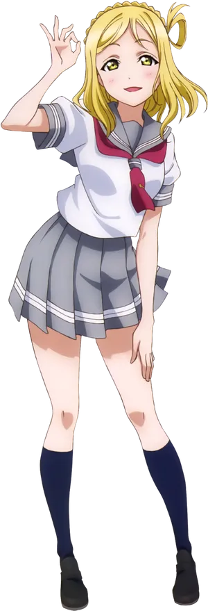 Anime Girl Peace Sign Pose PNG image