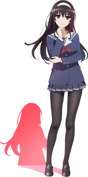 Anime Girl School Uniform Body Pillow Design PNG