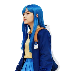 Anime Girl With Blue Hair PNG 05032024