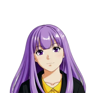 Anime Girl With Purple Hair PNG Bwp