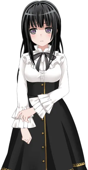 Anime Girl With Straight Bangsand Maid Outfit PNG image