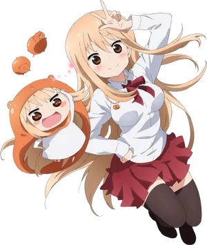 Anime Girl With Umaru Hoodie Render PNG image