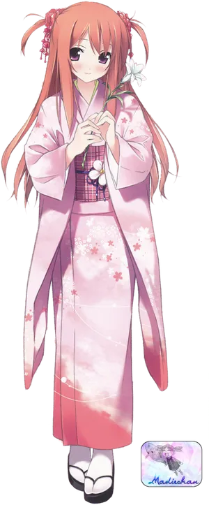 Anime Girlin Pink Kimono