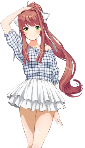 Anime Girlin Plaid Outfit PNG image