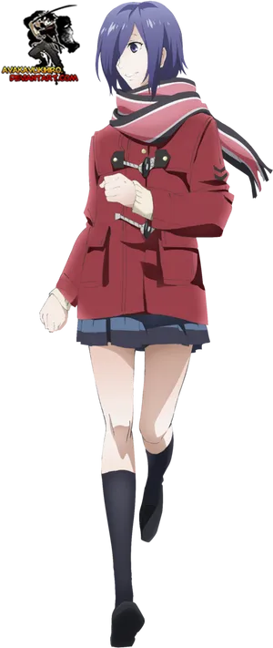 Anime Girlin Red Coatand Skirt PNG image