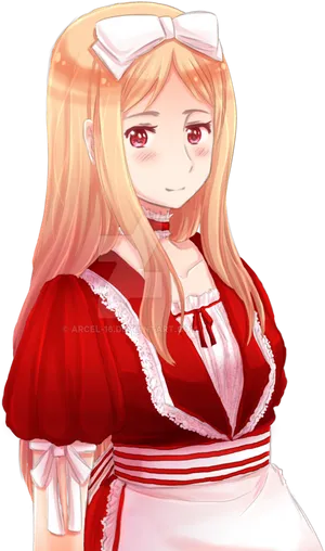 Anime Girlin Red Dress PNG image
