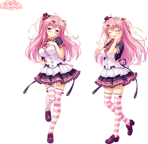 Anime Girls With Pink Hair And Blush PNG image