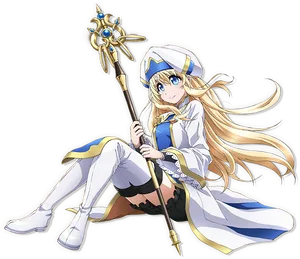Anime Mage Girlwith Staff PNG