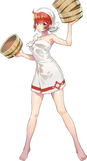 Anime Maid With Baskets PNG image