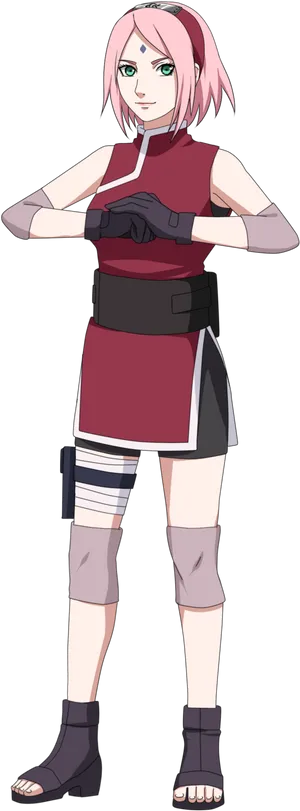 Anime Ninja Girl Standing Pose PNG image