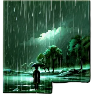 Anime Rain Scene PNG Rgf42