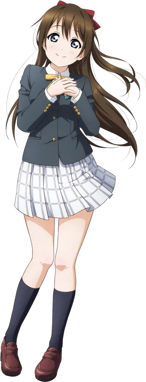 Anime Schoolgirl Smiling Pose PNG image