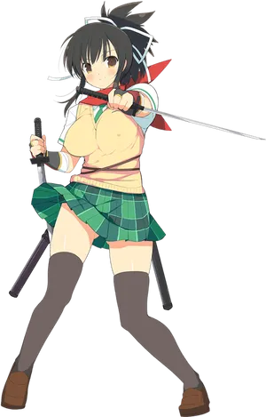 Anime Schoolgirl With Katana PNG image