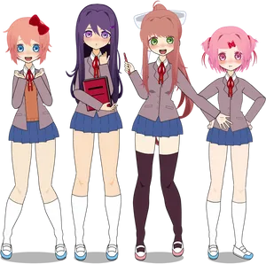 Anime Schoolgirls Variety PNG image