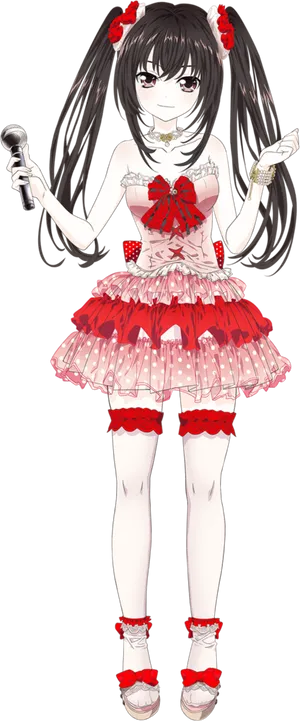 Anime Singerin Redand White Outfit PNG