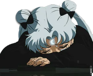 Anime Style Character Crying PNG image