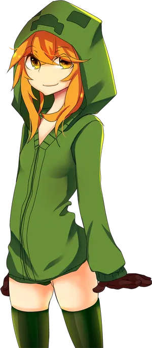 Anime Style_ Character_in_ Green_ Hoodie PNG image