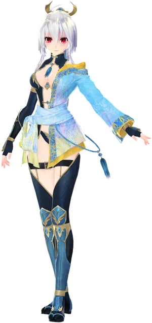 Anime Style Characterin Modern Kimono Hybrid Outfit PNG image