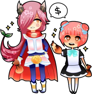 Anime Style Characters With Money Sign Emoji PNG image