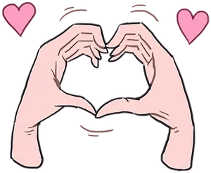 Anime Style Heart Hand Gesture PNG image