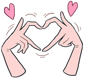 Anime Style Heart Hand Gesture PNG image