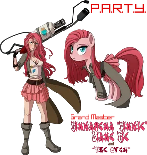 Anime Style Redhead Characters Party PNG image