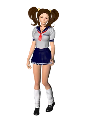 Anime Style Schoolgirl Character PNG image