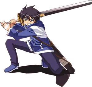 Anime Sword Fighter Action Pose PNG image