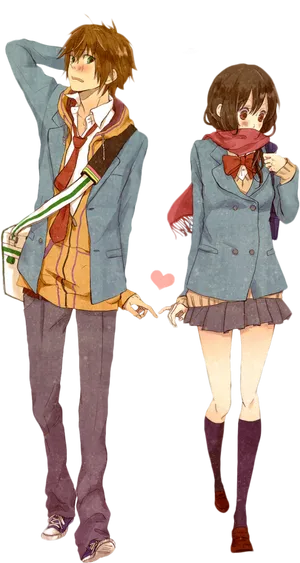 Anime Teen Couple Secret Love PNG image