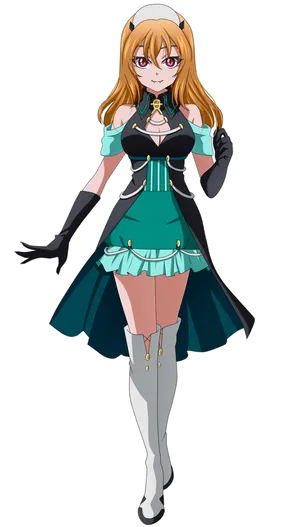 Anime Vampire Girlin Green Dress PNG image