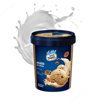 Anjeer Ice Cream Container Splash PNG
