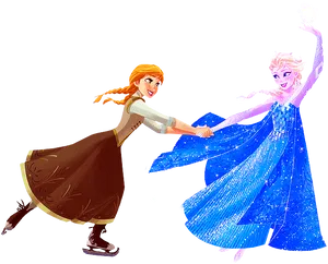 Annaand Elsa Frozen Dance PNG image