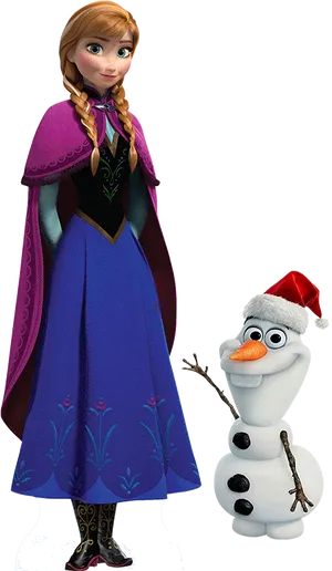 Annaand Snowman Holiday Theme PNG image