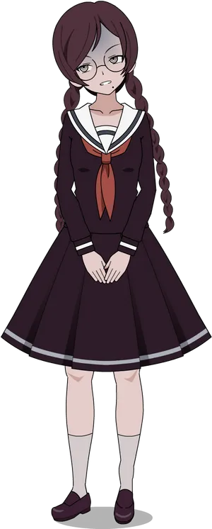 Annoyed Anime Girlin School Uniform PNG image