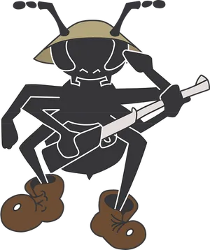 Ant_ Playing_ Guitar_ Vector_ Art PNG image