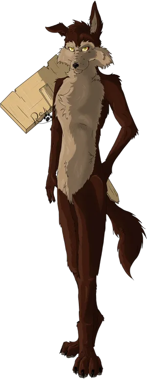 Anthropomorphic Coyote Carrying Box PNG image