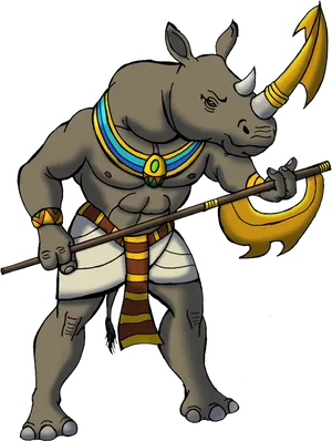 Anthropomorphic Rhino Warrior PNG image