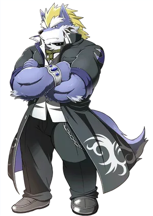 Anthropomorphic Wolf Character Art PNG