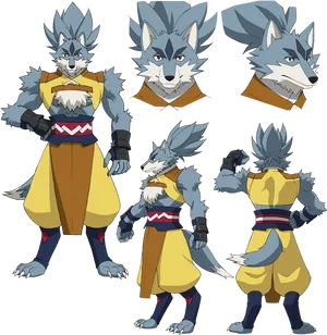 Anthropomorphic Wolf Character Design PNG