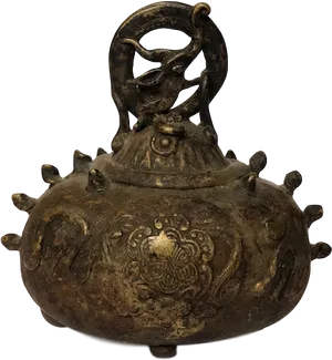 Antique Bronze Temple Bell PNG