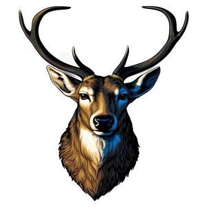 Antique Deer Head Print PNG Yxq