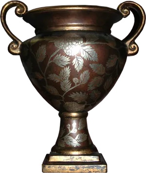 Antique Engraved Bronze Vase PNG