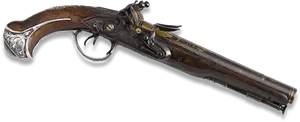Antique Engraved Flintlock Shotgun PNG