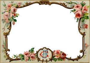 Antique Floral Framewith Monogram PNG image