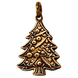 Antique Gold Christmas Tree Charm PNG 88