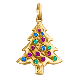 Antique Gold Christmas Tree Charm PNG Vlv