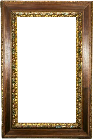 Antique Golden Floral Wooden Frame PNG image