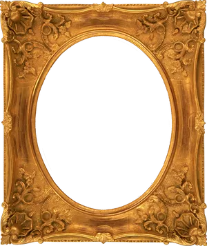 Antique Golden Oval Frame PNG image
