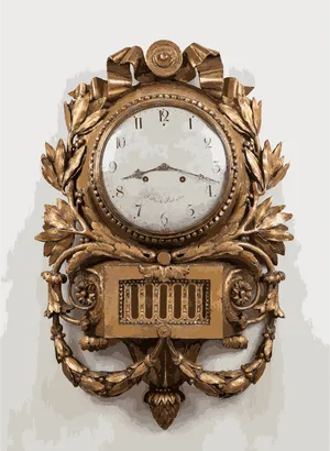 Antique Golden Pendulum Clock Wall Art PNG