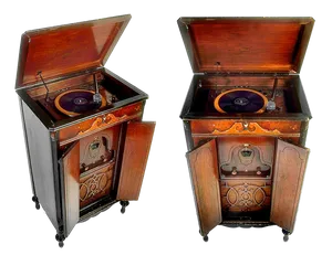 Antique Gramophone Open Closed Views